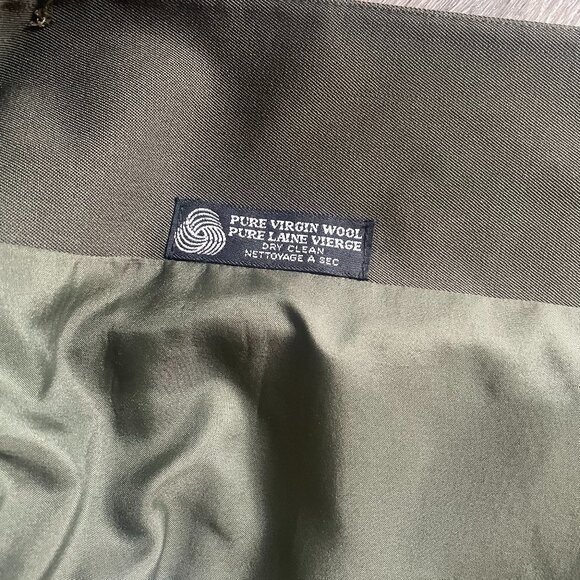 VINTAGE - Muted Olive Green Wool Blazer - Shoulder padded - Picture 7 of 7
